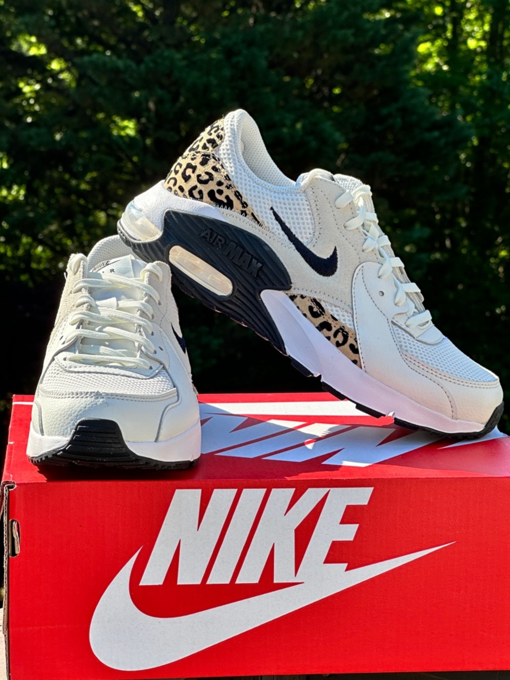 Nike Air Max Excee White Leopard Print Lifestyle Casual Sneaker Womens 6.5 NEW